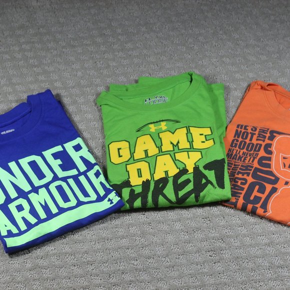 Set of 3 Under Armour Size YXL Cotton /Polyester Blend Tee Shirts - Picture 1 of 13